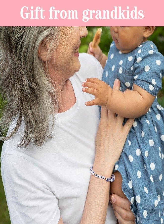 Neyauo GIGI Gifts for Grandma Blue and White Porcelain GIGI Bracelet Beaded Ceramic Bracelets, Mother's Day Valentine's Day Birthday Gift Unique Jewelry Ceramic Gift for Mom Grandma - Image 4